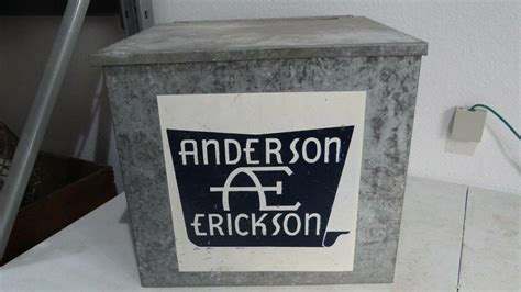 anderson erickson metal milk box|Vintage ANDERSON ERICKSON DAIRY CO. METAL .